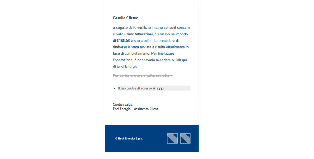 Attenzione alla nuova e-mail truffa Enel sul falso rimborso.